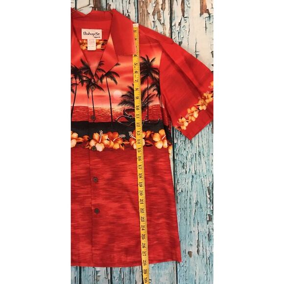 BISHOP ST. APPAREL Blood Orange Hawaiian Shirt Cotton Tropical Beach Sz M EUC - Picture 7 of 7